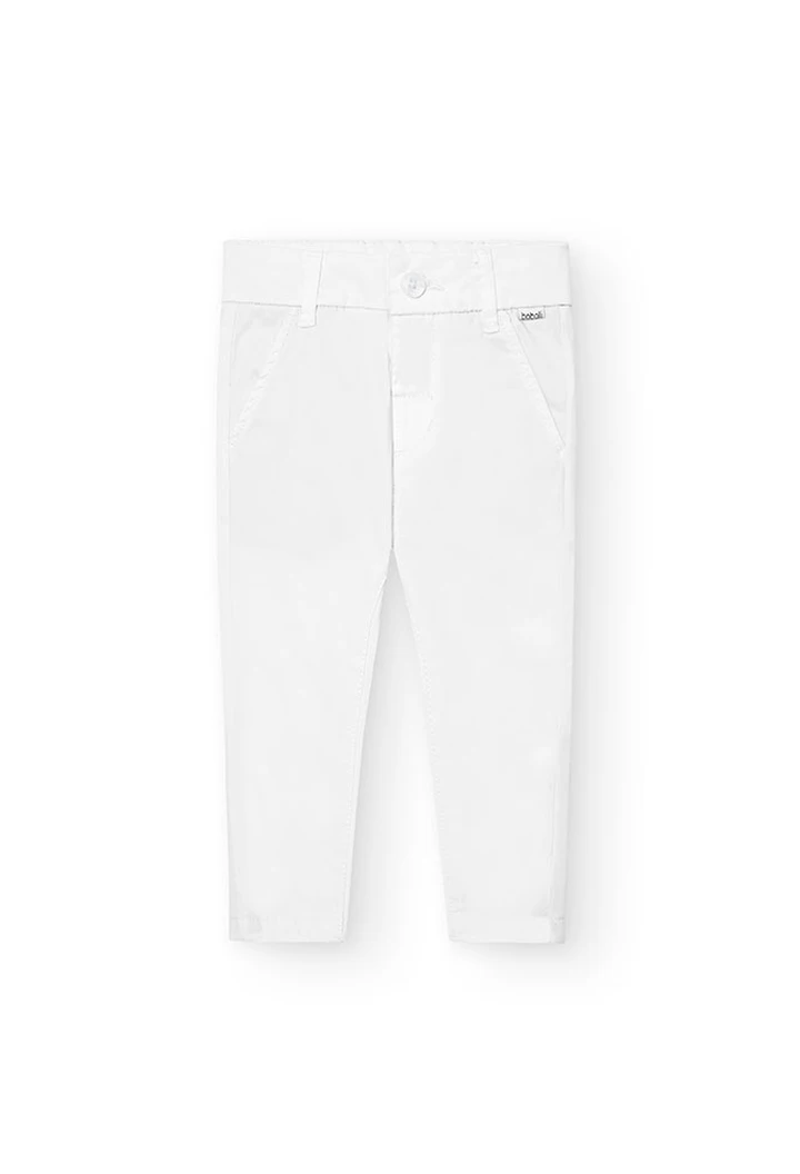 Baby boys' white stretch satin pants