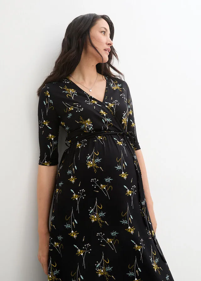 Black Floral Maternity/Nursing Dress.