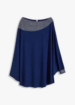 Blue One-Shoulder Oxford Dress