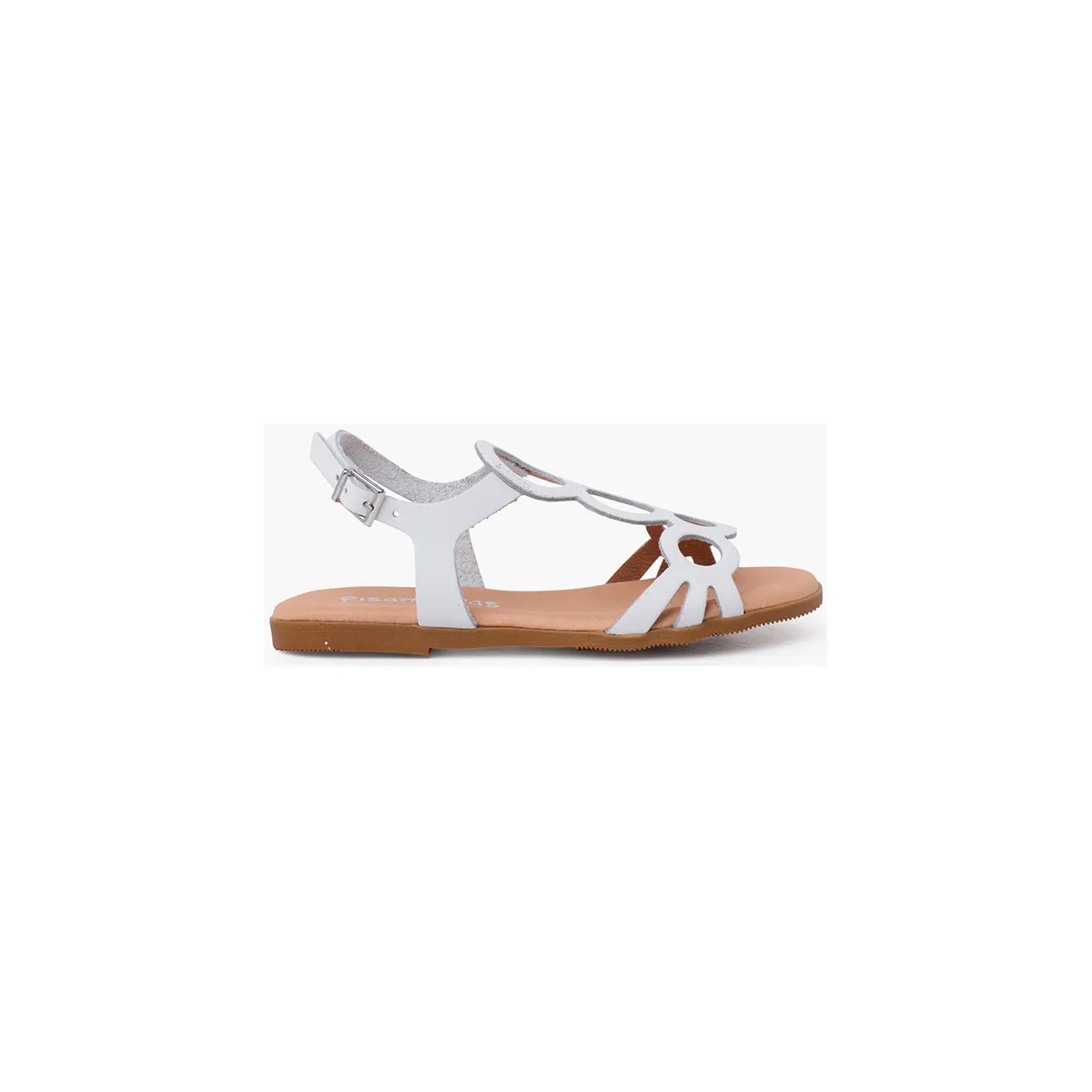 circle leather sandals with buckle closure