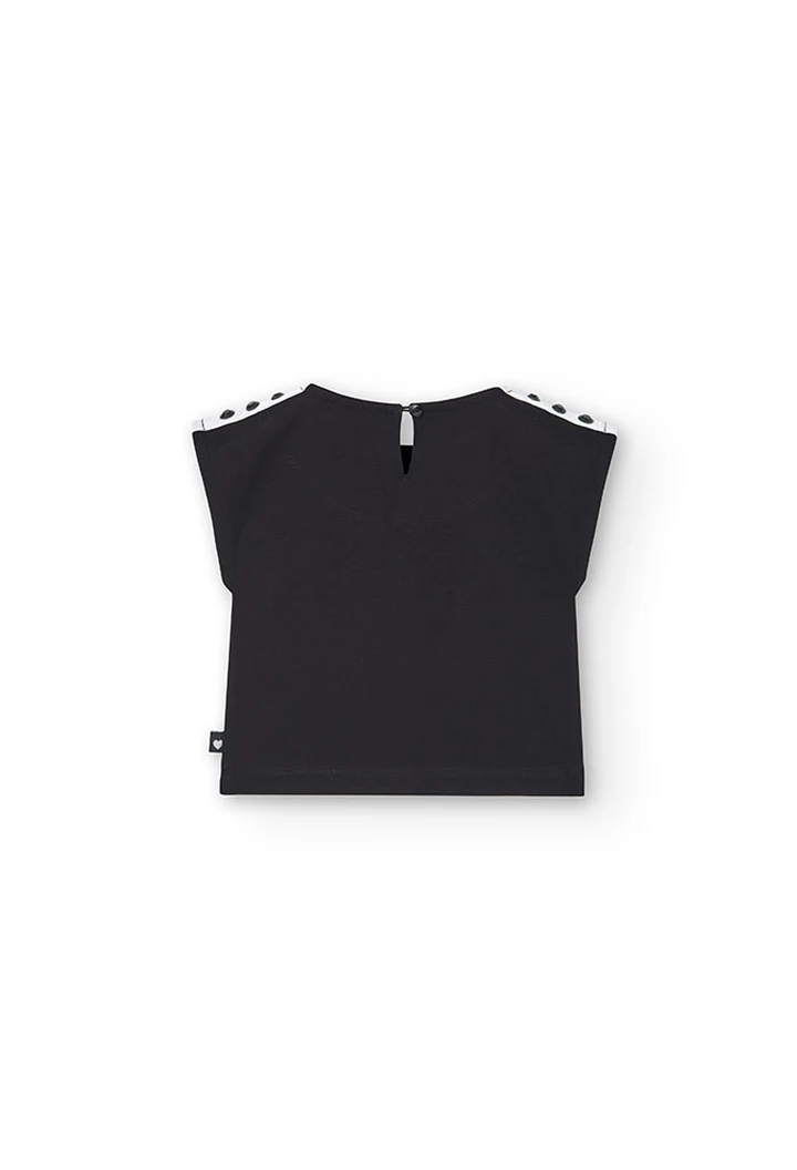 Girls' black knit jersey shirt.