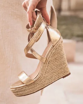 Golden Platform Wedge Sandal for Women - Jennifer