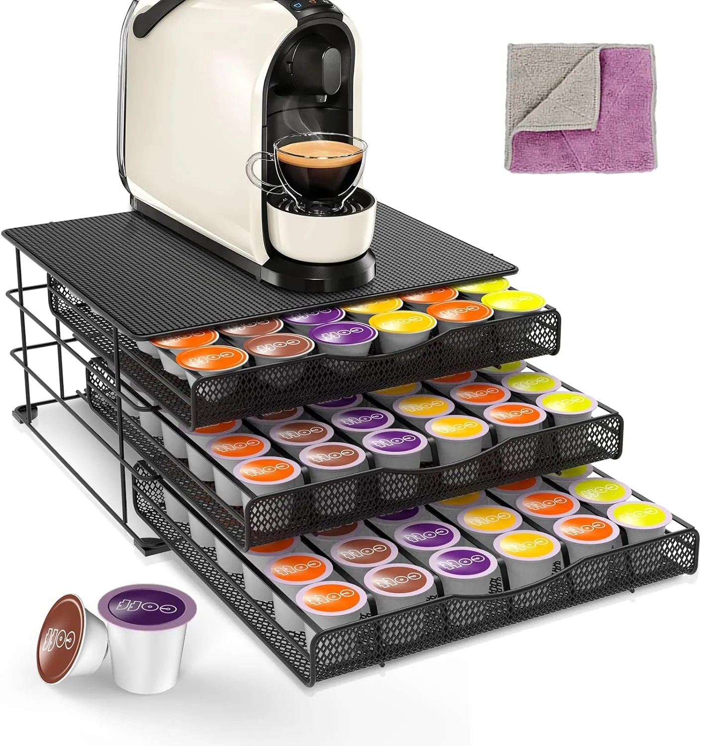 Masthome Soporte para Cápsula Dolce Gusto(108 Unidades, con 3 Cajones, Almacenamiento de Cápsulas de Gran Capacidad con Superfic