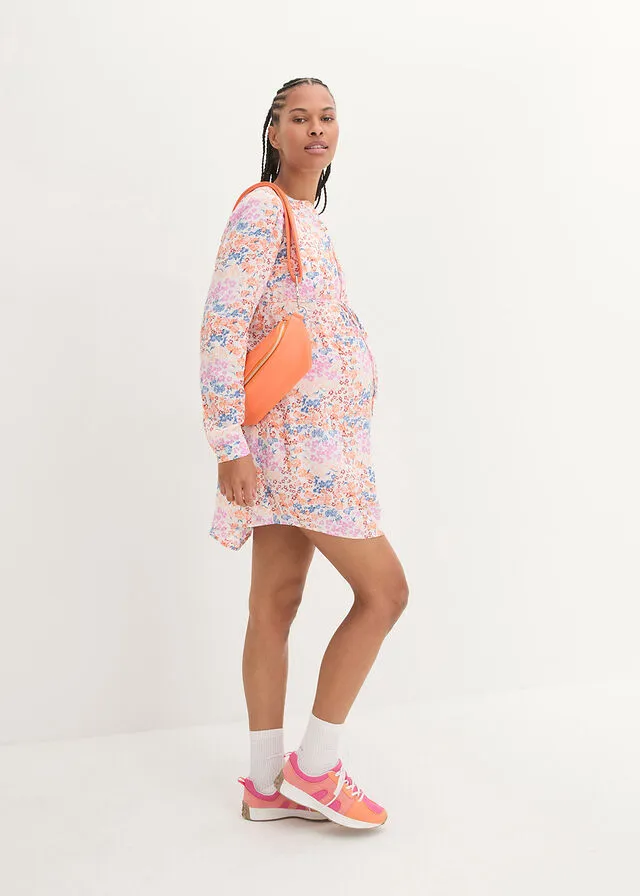 Navy Blue and White Polka Dot Maternity/Nursing Dress