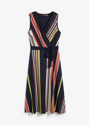 Navy/Pistachio Striped Belted Dress