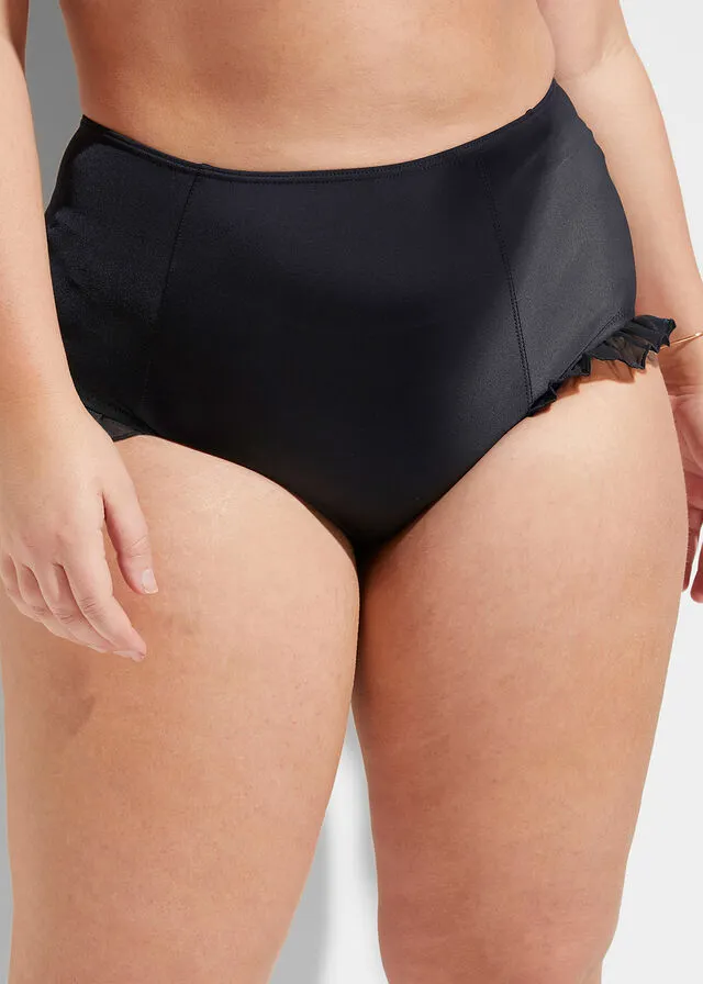 Recycled Nylon Black Maxi Bikini Bottom