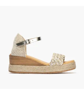 Woman's platform sandal with braided strap SILVER