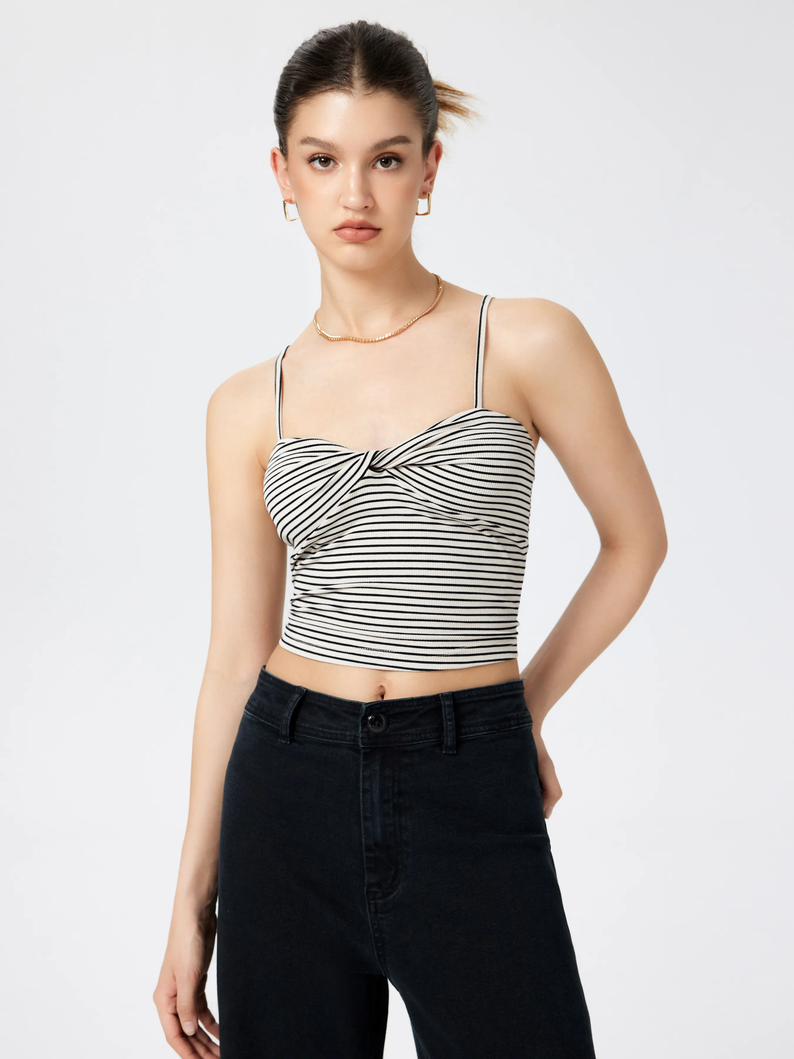 Striped Ribbed Crop Top.